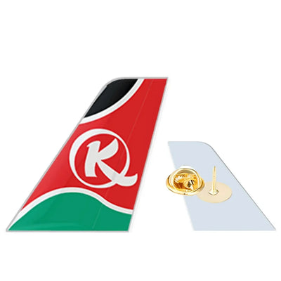 Kenya Airways aviation design tail-shape badge pin in polished alloy.