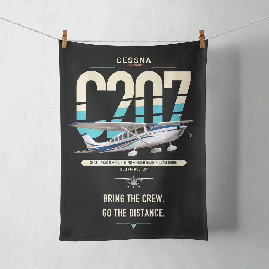 Cessna T207A Stationair 8 design on black towel