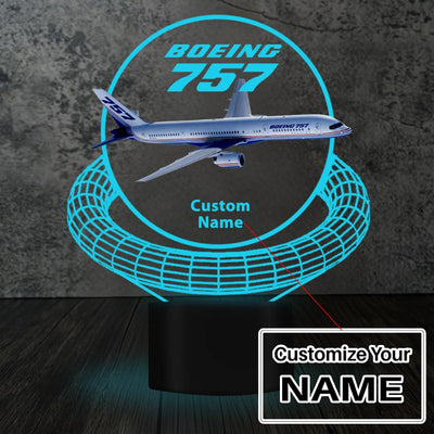 Boeing 757 aviation design on premium acrylic with LED 3D night lamp.
