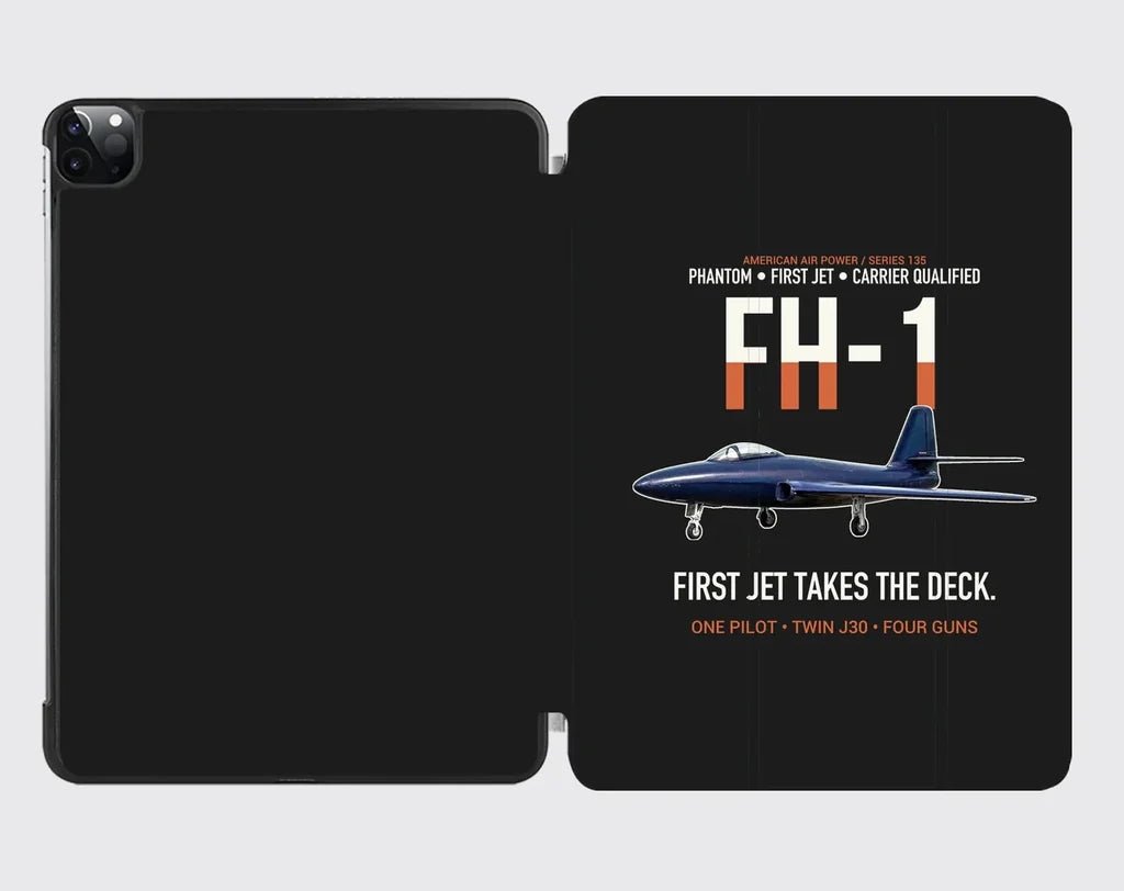 FH-1 Phantom First Jet Takes the Deck design on black ipad tablet case