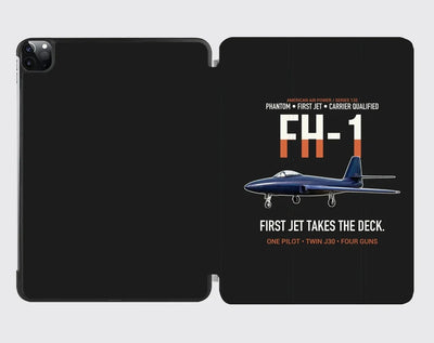 FH-1 Phantom First Jet Takes the Deck design on black ipad tablet case