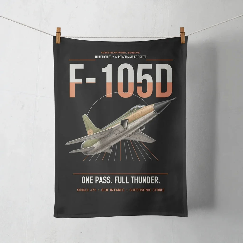 F-105D Thunderchief design on black towel