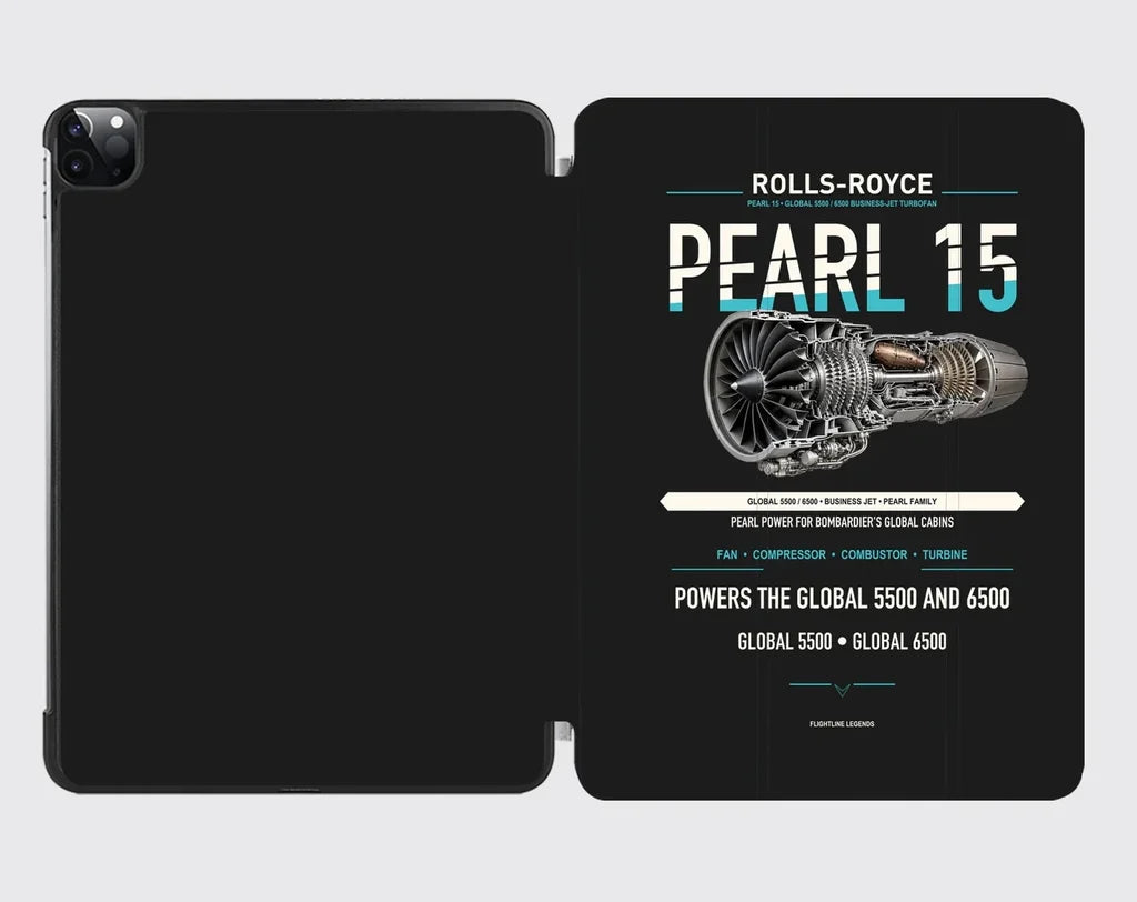PEARL 15 design on black ipad tablet case