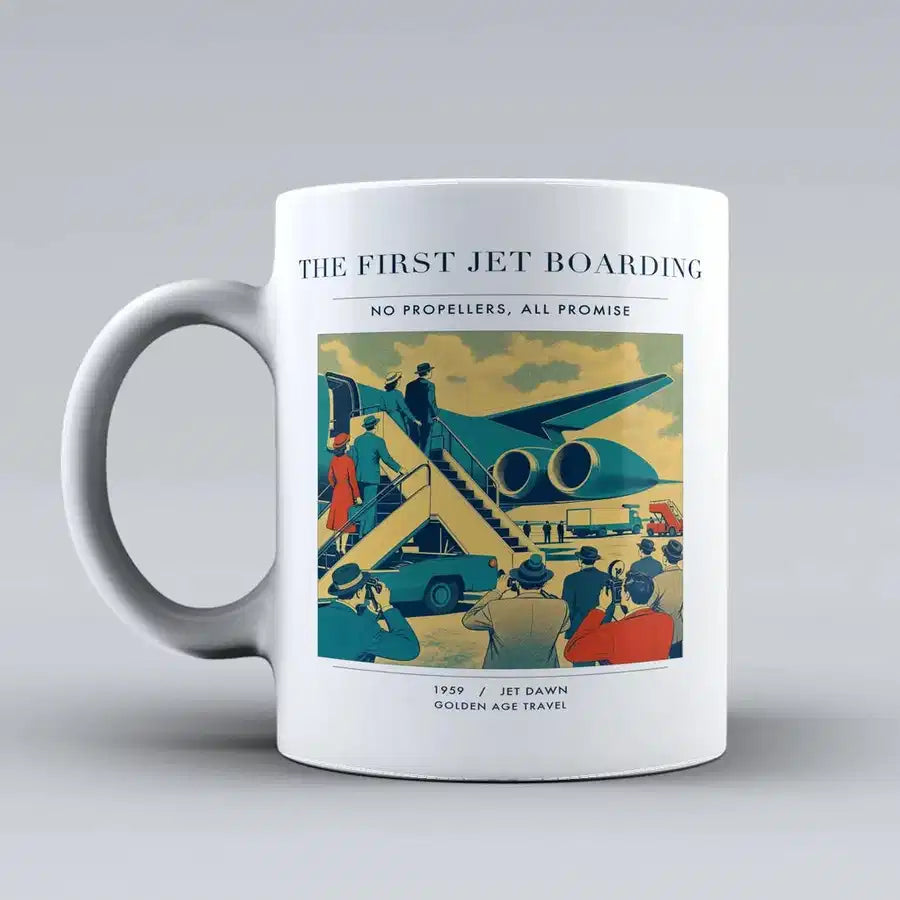 VINTAGE G4228 - The First Jet Boarding - Ceramic Mug design on white
