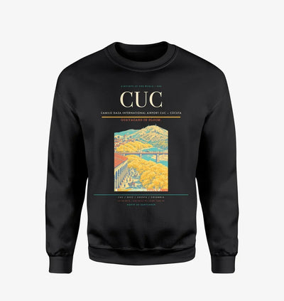 Camilo Daza International Airport (CUC) design on black sweatshirt