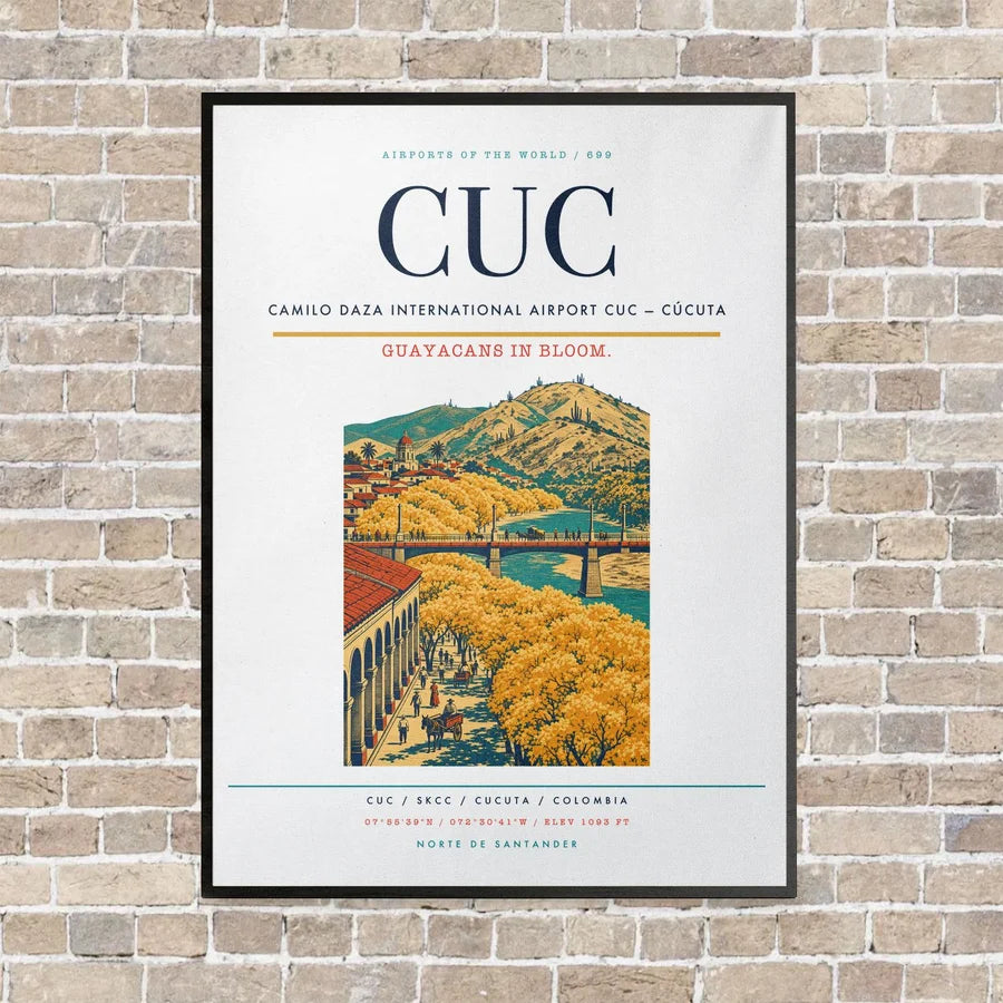 Camilo Daza International Airport CUC — Cúcuta vertical canvas print - framed - white background