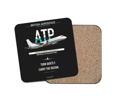 British Aerospace ATP design on black 1 piece coaster