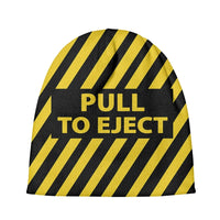 Thumbnail for Pull To Eject aviation embroidery on soft knit fabric 3D knit beanie.