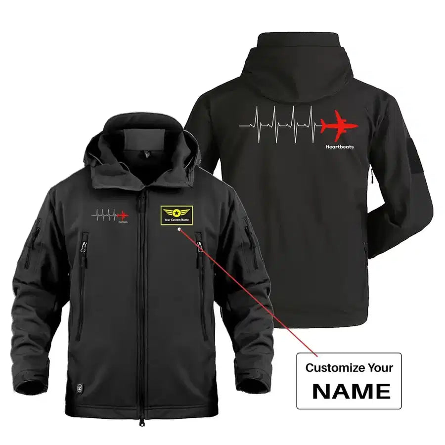 Aviation Heartbeats Military Jackets (Customizable) aviation design printed on heavy cotton shell with field-style pockets mi.