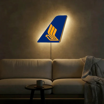 Singapore Airlines aviation design on durable metal with LED aircraft tail wall art.