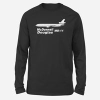 Thumbnail for The McDonnell Douglas MD-11 Long-Sleeve aviation design printed on soft cotton long-sleeve T-shirt.