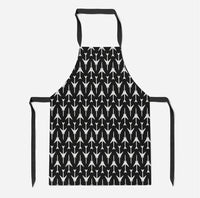 Thumbnail for Perfectly Sized Seamless Airplanes Black aviation design on durable cotton blend kitchen apron.