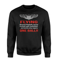 Thumbnail for Flying One Ball aviation design printed on soft cotton blend sweatshirt.
