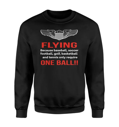 Flying One Ball aviation design printed on soft cotton blend sweatshirt.