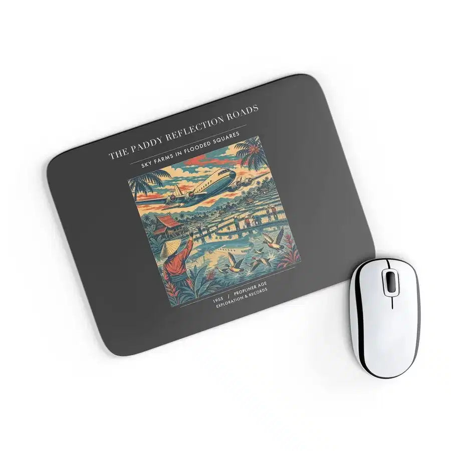 VINTAGE G4497 - The Paddy Reflection Roads - Designed Mouse Pads design on black rectangle