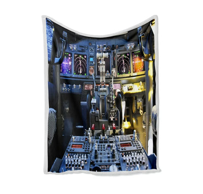 Boeing 737 Cockpit Bed Blankets & aviation print on soft fleece blanket.