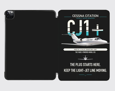 Cessna Citation CJ1+ design on black ipad tablet case