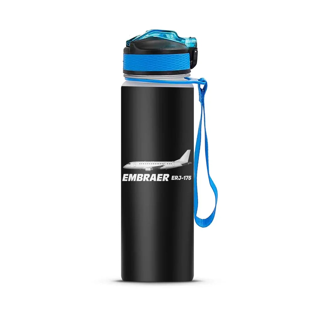 The Embraer ERJ-175 Sports aviation design on sport kettle, insulated bottle with sport spout.
