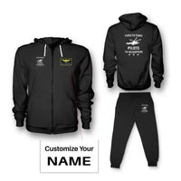 Thumbnail for People Fly Planes Pilots Fly Helicopters Zipped Hoodie - Black + Name (Customizable)