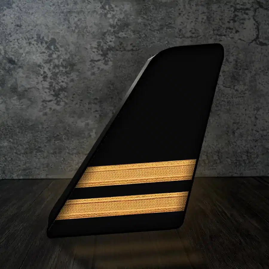 Pilot Epaulette 2 Lines (2) Led Aircraft Tail aviation design on premium acrylic with LED 3D aircraft tail lamp.