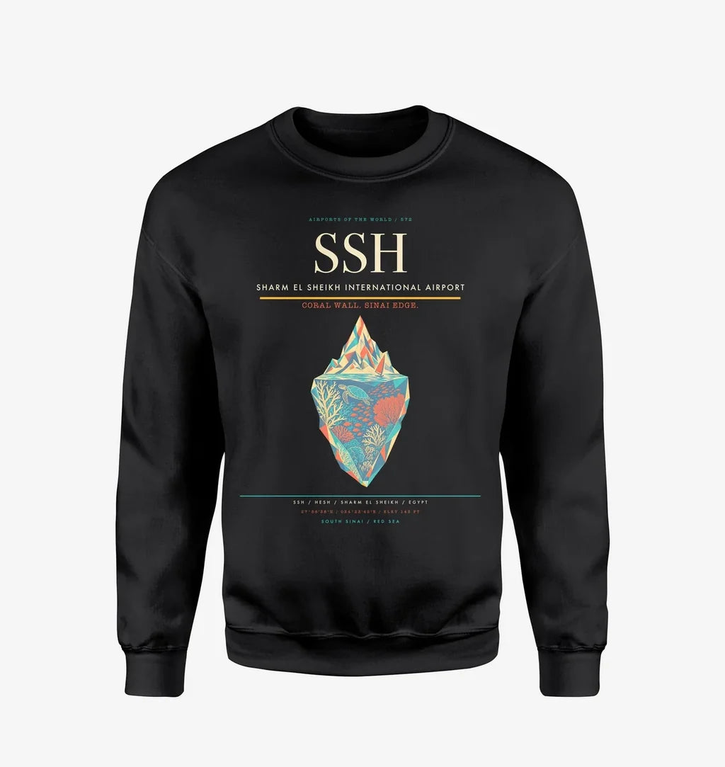 Sharm El Sheikh International Airport (SSH) design on black sweatshirt