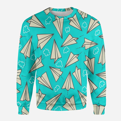 Super Cool Paper Airplanes aviation design printed on soft cotton blend 3D sweatshirt.