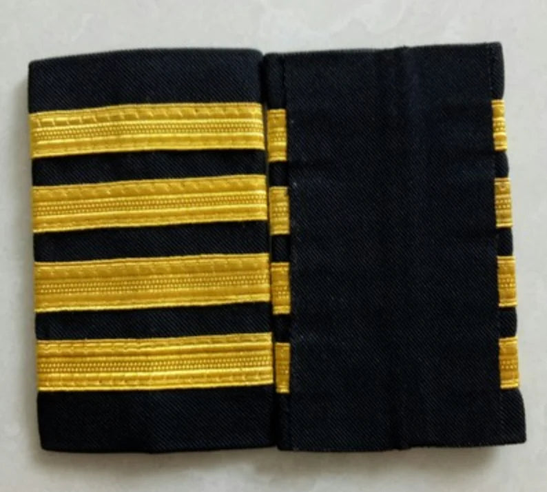 Pair of pilot epaulettes — Super High Quality Pilot Epaulettes (1,2,3,4 - Gold & Silver Stripes) stripes on woven shoulder pa