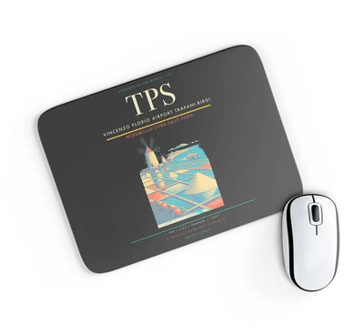 Vincenzo Florio Airport Trapani-Birgi (TPS) design on black rectangle mouse pad