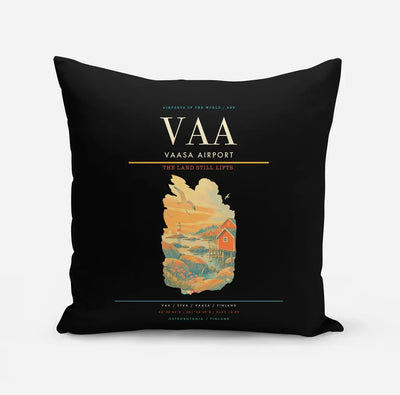 Vaasa Airport (VAA) design on black pillow