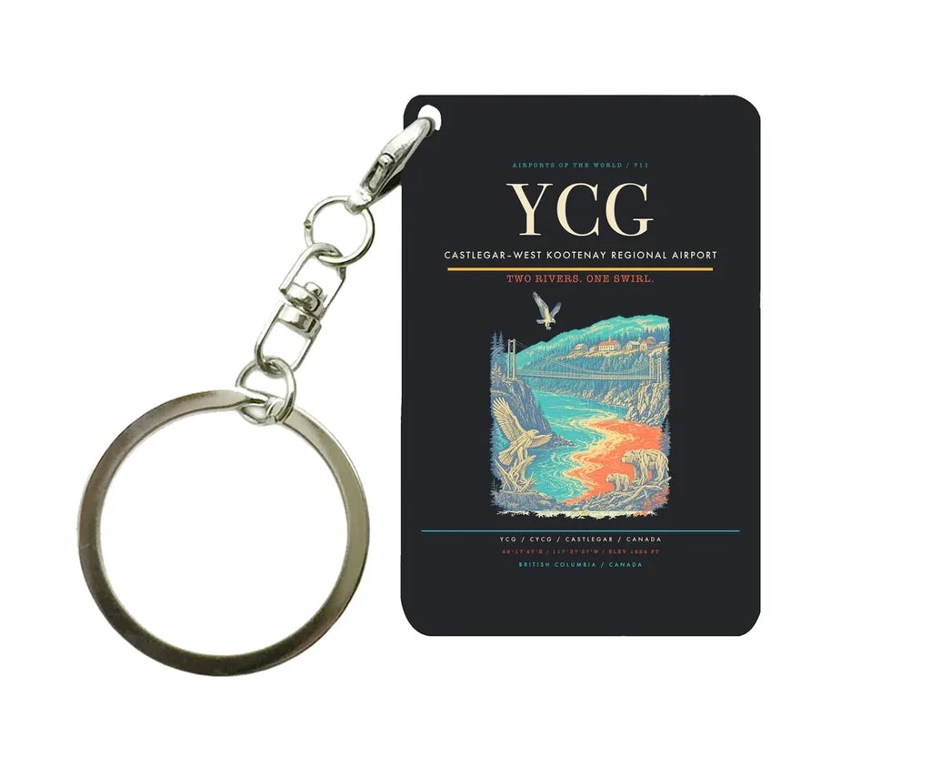 Castlegar–West Kootenay Regional Airport (YCG) design on black key chain