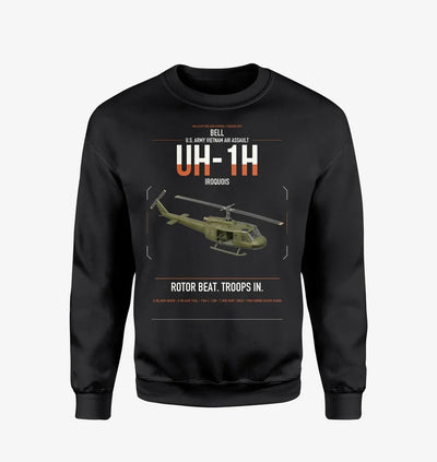 Bell UH-1H Iroquois design on black sweatshirt