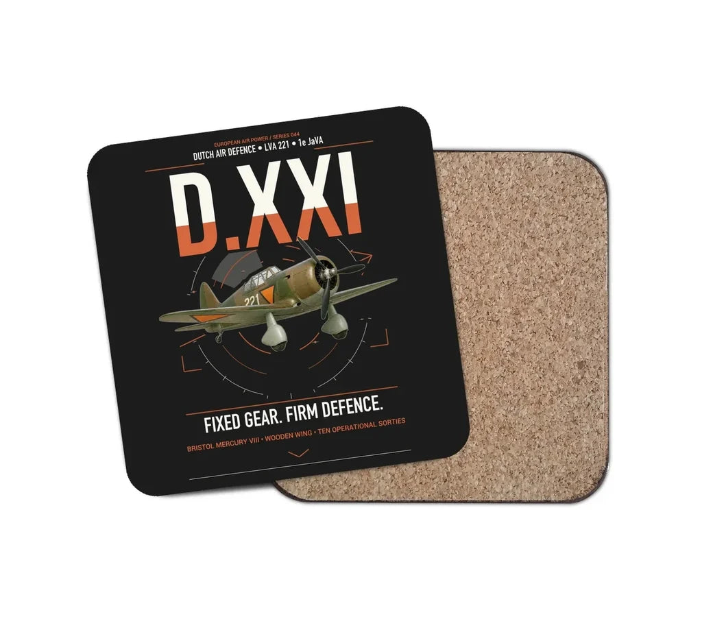 Fokker D.XXI — Dutch LVA aircraft 221 design on black 1 piece coaster