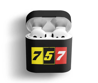 Flat Colourful 757 AirPods plastic case - Black
