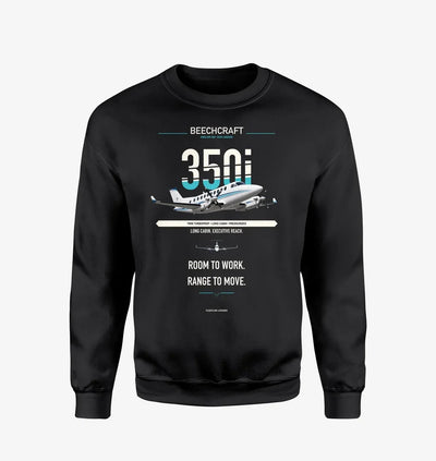 Beechcraft King Air 350i design on black sweatshirt