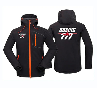 Amazing Boeing 777 aviation design printed on warm polar fleece polar fleece jacket.