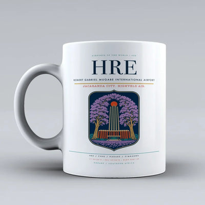 Gabriel Mugabe International Airport HRE Mug design on white robert