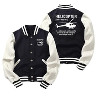 Thumbnail for Helicopter [Noun] Baseball Style aviation design printed on two-tone shell with ribbed cuffs baseball jacket.