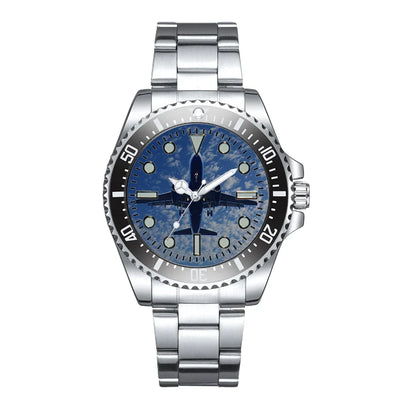 Airplane From Below Luxury Aviators aviation-themed aviator watch, polished premium stainless steel.