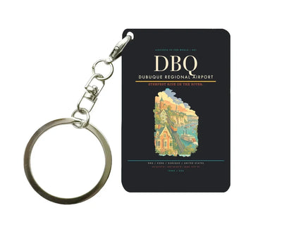 Dubuque Regional Airport (DBQ) design on black key chain