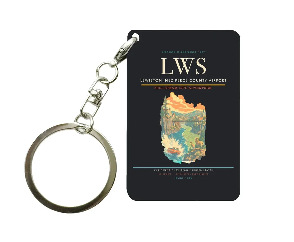 Lewiston–Nez Perce County Airport (LWS) design on black key chain