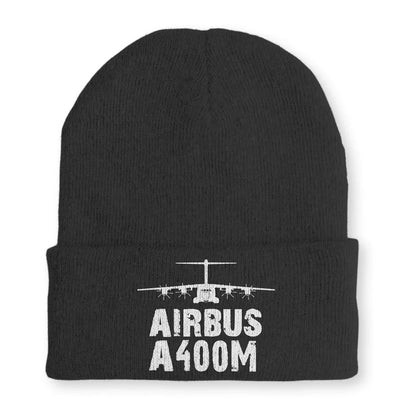 Airbus A400M & Plane Embroidered aviation embroidery on soft knit fabric beanie.