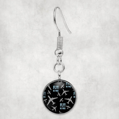 Side view of Fly Be Free Black aviation earrings in hypoallergenic alloy, polished finish.