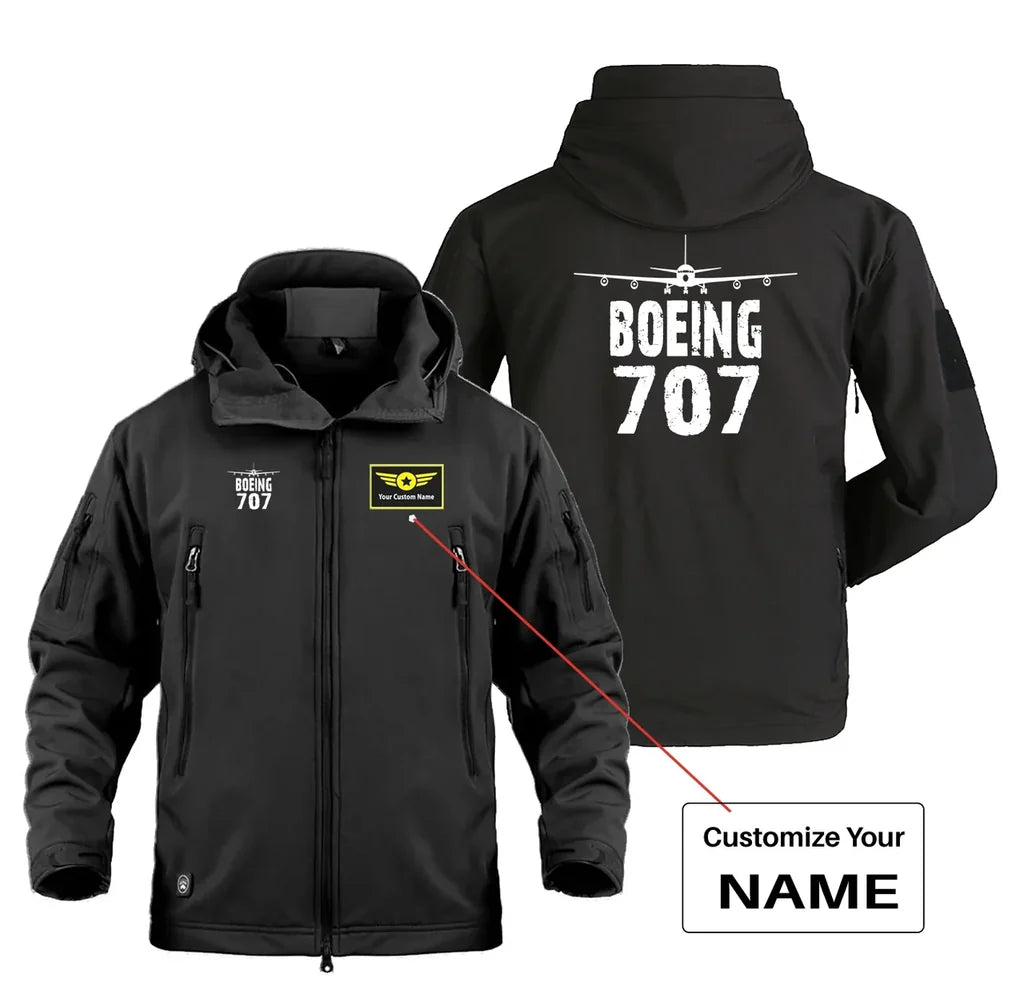 Boeing 707 & Plane Military Jackets (Customizable) aviation design printed on heavy cotton shell with field-style pockets mil.