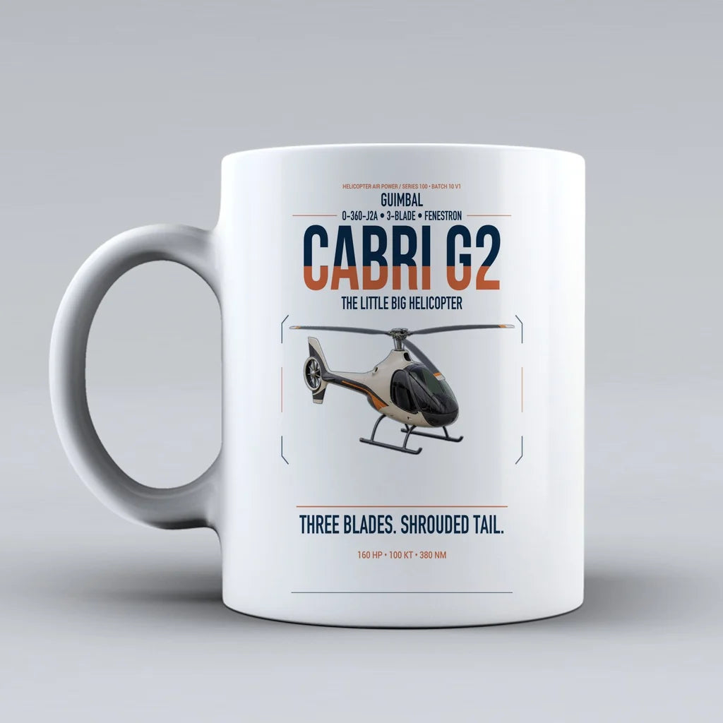 Guimbal Cabri G2 design on white ceramic mug, double-side print