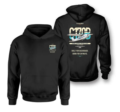 Cessna 170B design on black double-side hoodie, double-side print