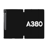 Thumbnail for Airbus A380 Flat Text aviation design on tablet case for Samsung tablet.