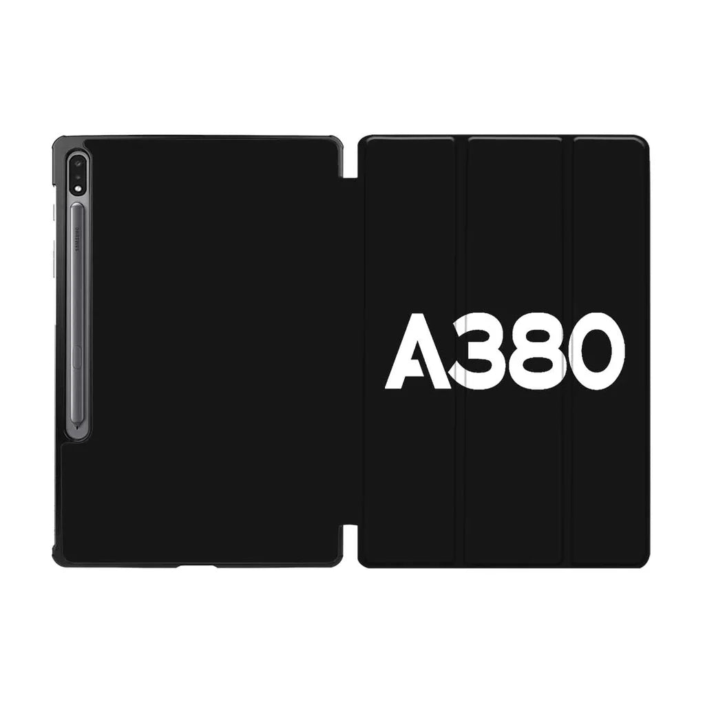 Airbus A380 Flat Text aviation design on tablet case for Samsung tablet.