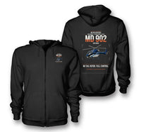 Thumbnail for MD Helicopters MD 902 Explorer design on black premium zipped hoodie, double-side print