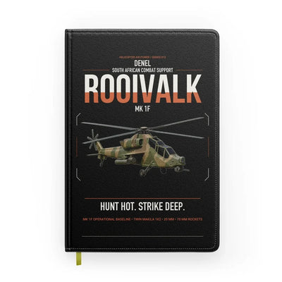 Denel Rooivalk Mk 1F design on black notebook