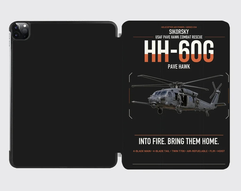 Sikorsky HH-60G Pave Hawk design on black ipad tablet case